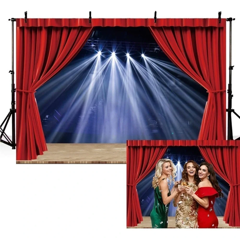 Red Stage Curtain Backdrop (051)